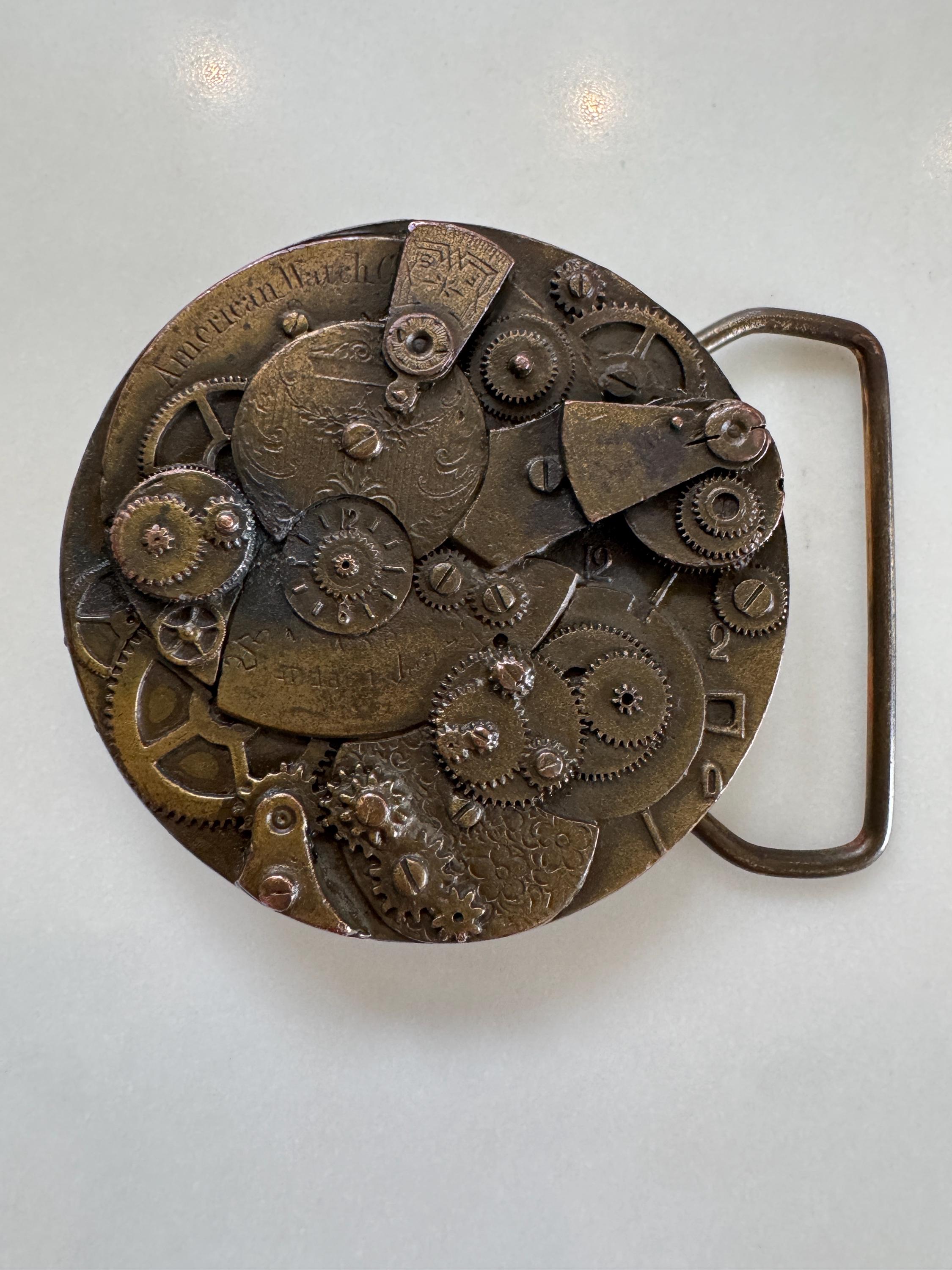 Vintage Steampunk Clockwork Gear Belt Buckle by Bergamot  display picture 1