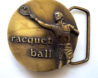 1979 Racquetball Vintage Belt Buckle Indiana Metal Craft