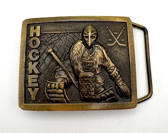 Fibbia per cintura vintage da portiere di hockey del 1978 di Indiana Metal Craft