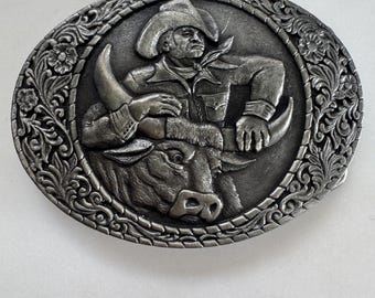 1981 Bull Rider-bältesspänne av Indiana Metal Craft Western Rodeo Cowboy NOS