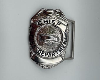 Hebilla de cinturón con insignia de jefe de departamento de bomberos vintage NOS