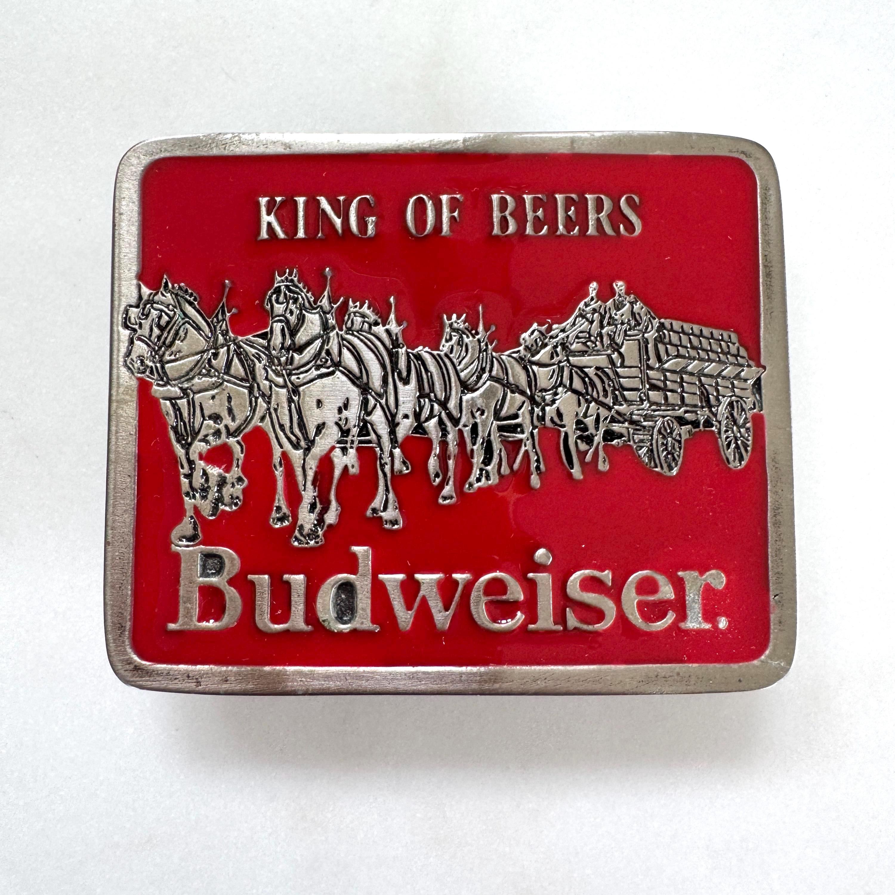 Boucle De Ceinturon Vintage Budweiser - Cuir Et Métal, Made In USA - Neuve