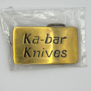 Ka-Bar Knives Bältesspänne Vintage Massiv Mässing NOS 1970-talet