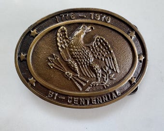 Vintage Eagle Belt Buckle Bicentennial Western Americana Style Bergamot Brass Works