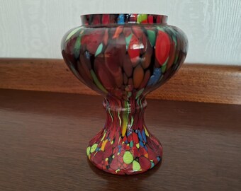 Vase Art Déco Bohème - Style Antonin Ruckl - Verre Rouge - Occasion - Allemagne