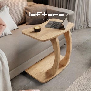 Rolling C Table, Sofa Side Table, Atlantic Pine Laptop Table, Small Space End Table, Modern Couch Tray Table