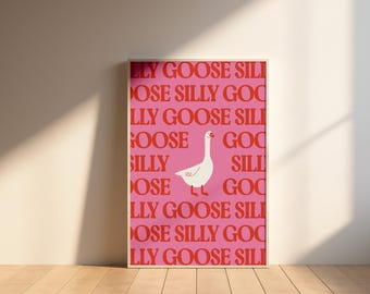 Alberne Gans Kunstdruck PINK - Verspielte Fun Wand Dekoration