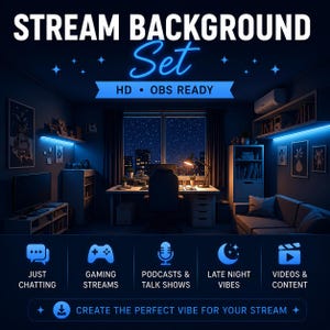 Fond de Stream Animé Nuit Cozy | Overlay Twitch Style Anime | Arrière-plan VTuber Magique | Fond OBS Animé