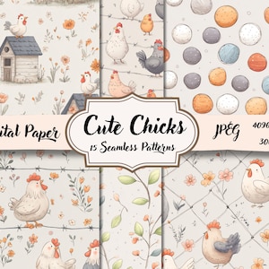 Digital Paper Cute Chicks - Seamless Pattern Digital Papers | Tileable 300 DPI Designs for Fabric, Scrapbooking & Sublimation