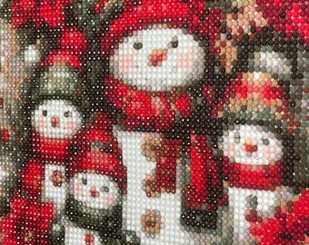 Snowman Diamond Painting Handmade Finished Christmas Wall Sparkling Resin Bead Artwork