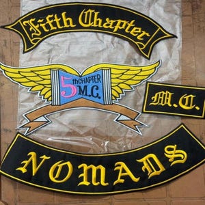 Fifth Chapter Nomads Mc Applicazione termoadesiva di grandi dimensioni per giacca e gilet 35 cm