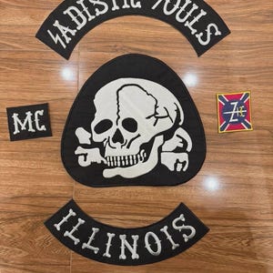 Illinois Style Skull MC Patch Set – 35CM Iron-On Embroidery for Jackets