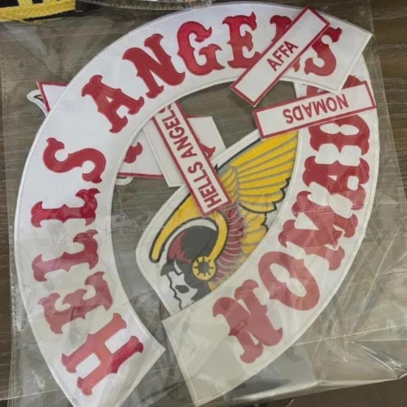 Hells Angels Nomads MC Embroidered Back Patch Set, Biker Vest Skull ...