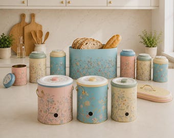 Set de Almacenamiento de Cocina, Panera y Botes, Patata Cebolla Ajo, Café Té Azúcar, Organización Farmhouse