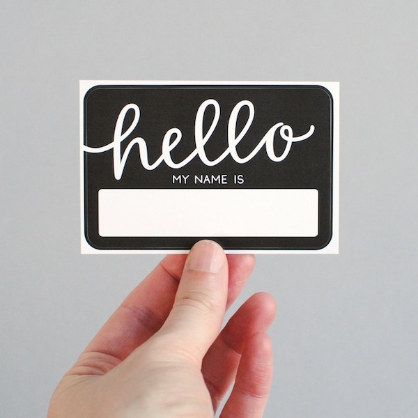 Name Tags // Hello My Name Is, Black (Pack of 10)