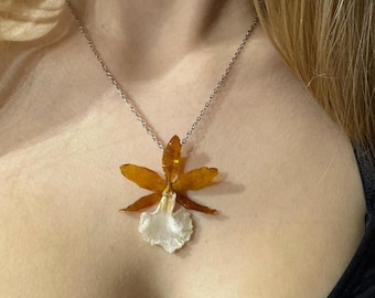 Real orchid blossom preserved in epoxy resin