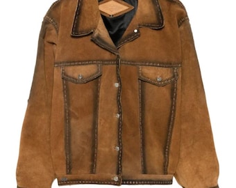 2000s Suede Jacket | Genuine Suede Leather | Vintage Y2K Style Outerwear