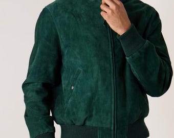 Suede Bomber Jacket | Genuine Suede Leather Flight Jacket | Classic Casual Outerwear