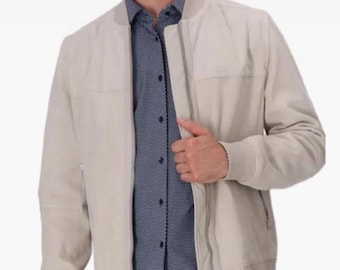 Blouson aviateur en daim | Cuir suédé véritable | Vêtements d'extérieur décontractés classiques