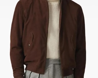 Blouson aviateur en daim | Cuir suédé véritable | Vêtements d'extérieur décontractés classiques