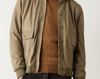 Vintage Bally Suede Leather Jacket | Beige Overshirt | Swiss