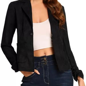 Faux Suede Button-Up Jacket |  Vegan Suede Shirt Jacket | Casual Button Front Coat | Lightweight Everyday Outerwear