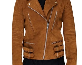 Men’s Brown Suede Biker Leather Jacket | Vintage Moto Jacket | Handmade Men’s Motorcycle Coat | Soft Suede Outerwear