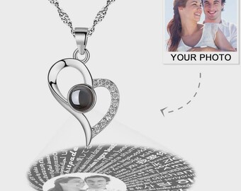 Custom Handmade 100 Languages I Love You Heart Projection Necklace Gift for Couples Anniversary Wedding Valentine's Day