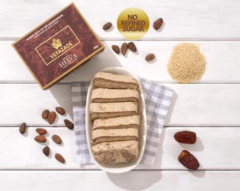 Date Sweetened Cocoa Turkish Halva – No Refined Sugar Tahini Dessert – Sesame Sweet – 400g