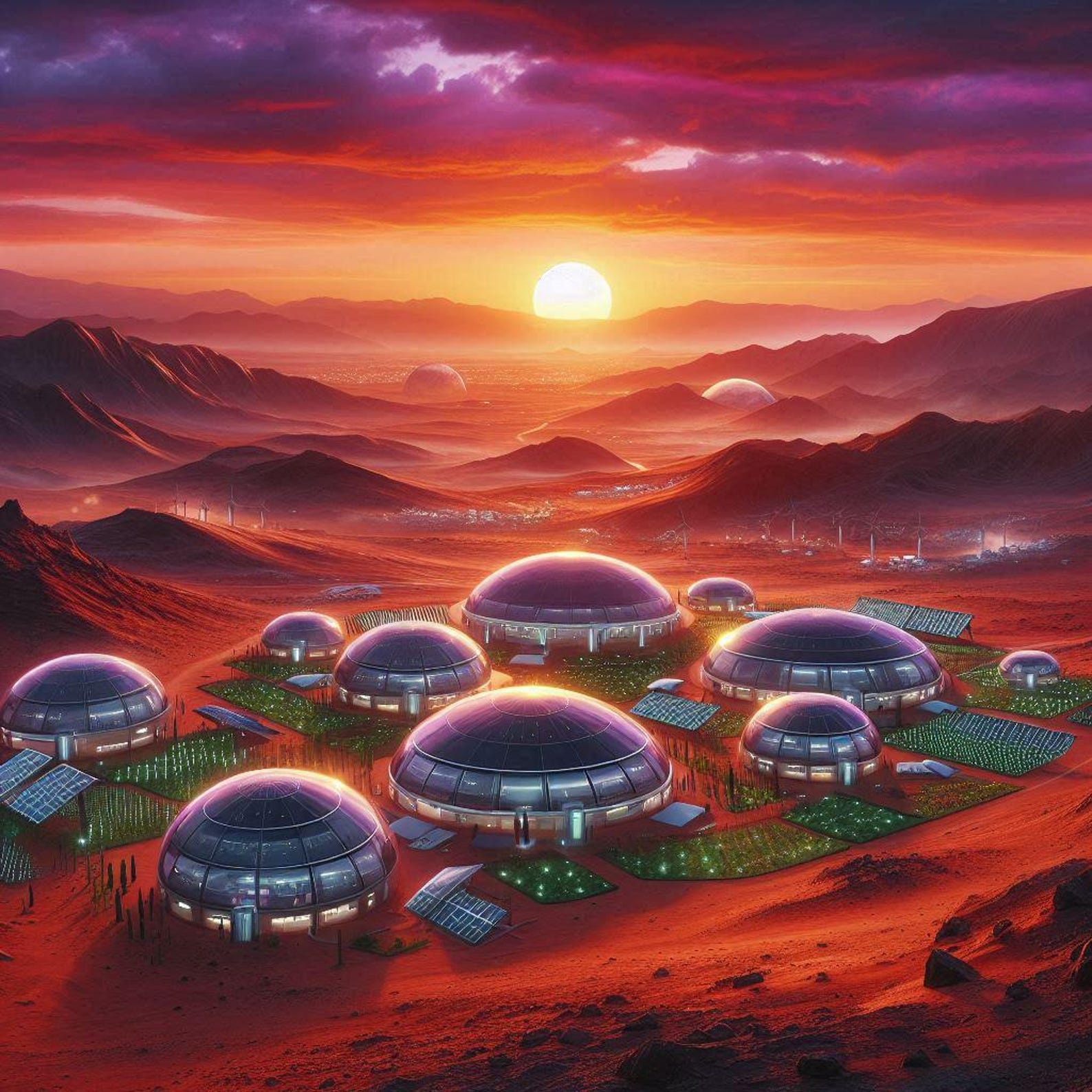 Futuristic Mars Colony | Sci-fi Digital Art Print | Space Landscape ...