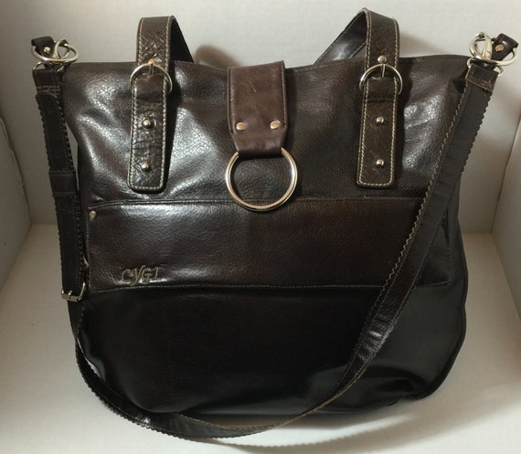 Dark Brown faux leather leather shoulder bag crossbody | Etsy