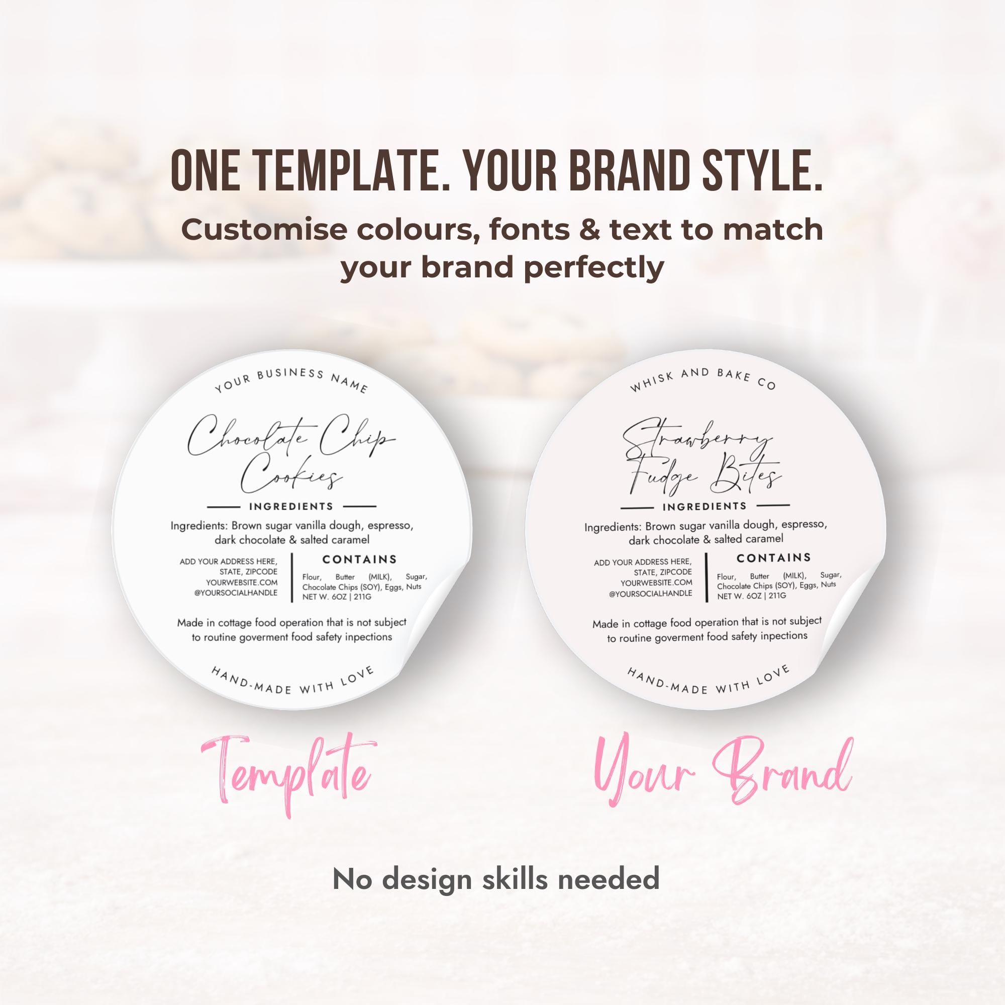 Cottage Food Label Template Canva Editable | Ingredients Sticker ...
