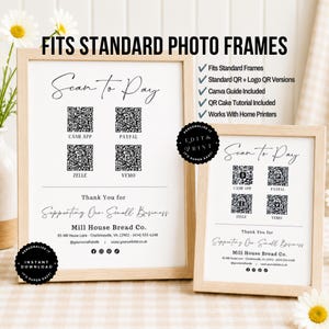 Scan To Pay Sign Template, Editable QR Code Sign, Venmo Cashless App Zelle PayPal Sign, Farmers Market Display, Home Bakery Canva Template