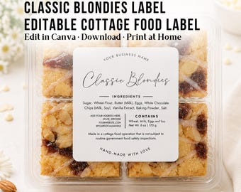 Cottage Food Label Template Canva Editable | Ingredients Sticker | Bakery Packaging Label | Cottage Law Food png, Small Business Packaging