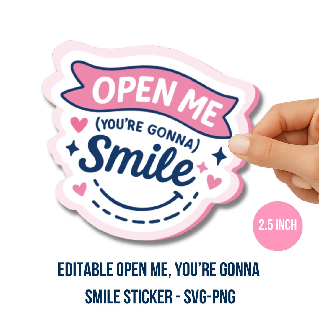 Open Me Sticker Label Open Me Smile Sticker PNG, Happy Mail Packaging Label, Small Business ...