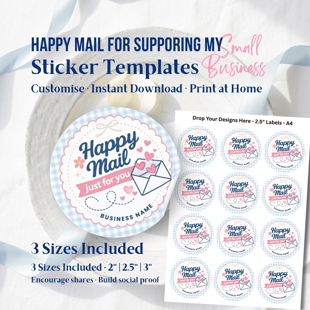 HAPPY MAIL Has Arrived Sticker Template | Printable Sticker Sheets ...