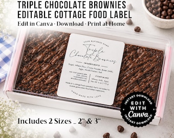 Cottage Food Label Template Canva Editable | Ingredients Sticker | Bakery Packaging Label | Cottage Law Food png, Small Business Packaging