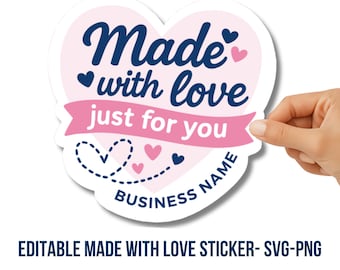 Made with Love Aufkleber PNG, Etiketten für kleine Unternehmen, Verpackungs- und Versandzubehör, Postpaketsiegel, Cricut Avery Print Cut Download SVG