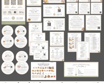 Sourdough Bakery Business Bundle Canva, Home Bakery Templates, Cottage Food Labels, Sourdough Bread Packaging, Care Cards, QR Code