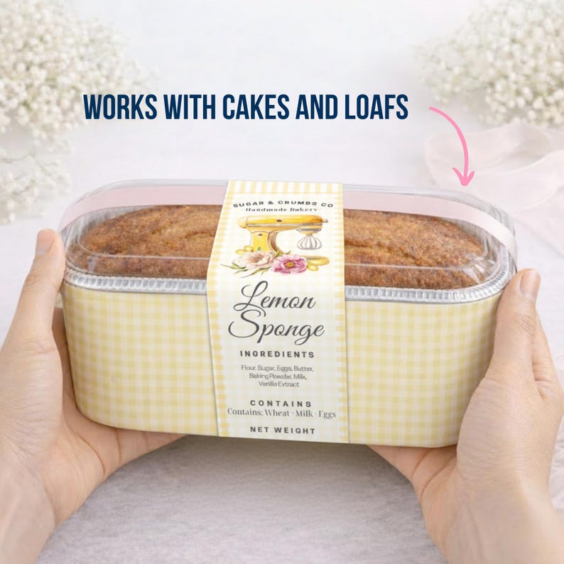 Mini Cake Tin Label Gingham – Printable Bakery Ingredients Label (set ...