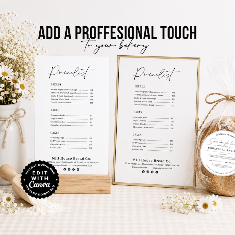 Editable Bakery Price List Template | Farmers Market Menu Sign ...