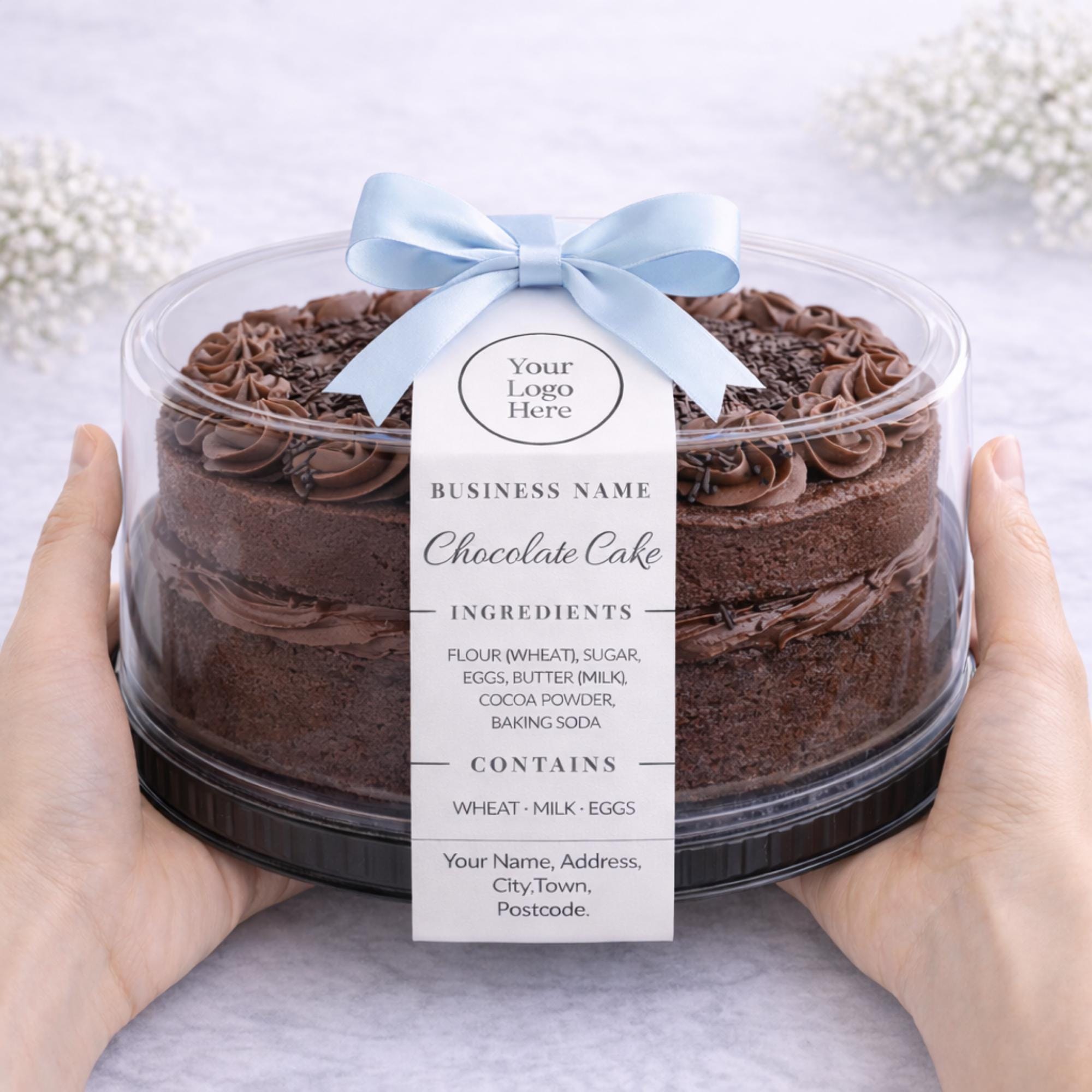 Mini Cake Tin Label Template | Printable 2x8 Inch Bakery Ingredients ...
