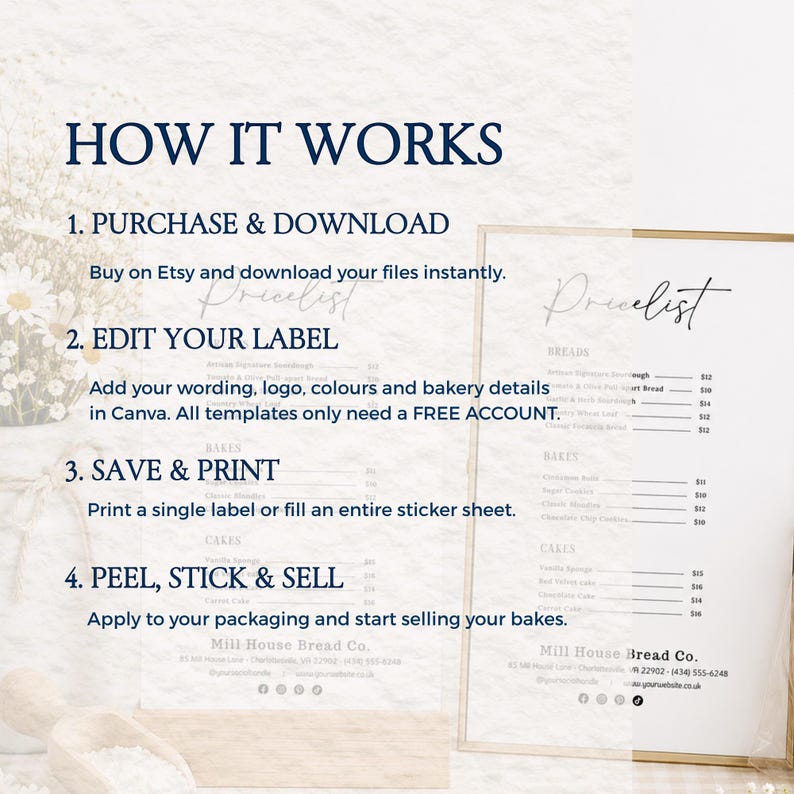 Editable Bakery Price List Template | Farmers Market Menu Sign ...