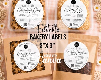 Editable QR Bakery Labels | Cookies, Sourdough,Cake Stickers | Cottage Food Labels | Bakery Ingredient Labels | Canva Template |Market Stall