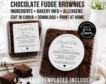 Cottage Food Label Template Canva Editable | Ingredients Sticker | Bakery Packaging Label | Cottage Law Food png, Small Business Packaging