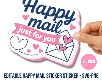 Happy Mail Aufkleber PNG, Nur für Sie Verpackungsetikett, Small Business Mailer Siegel, niedliche Versandaufkleber, Cricut Print Cut SVG