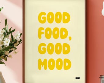 Kitchen typographic wall art print | Good Food Good Mood | Foodie phrases & sayings