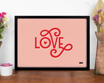Love - typographic wall art print | Valentines Day gift