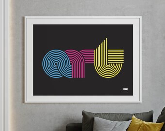 Abstract art print | Graphic shapes creating the word "Art" | Typographic gallery Wall