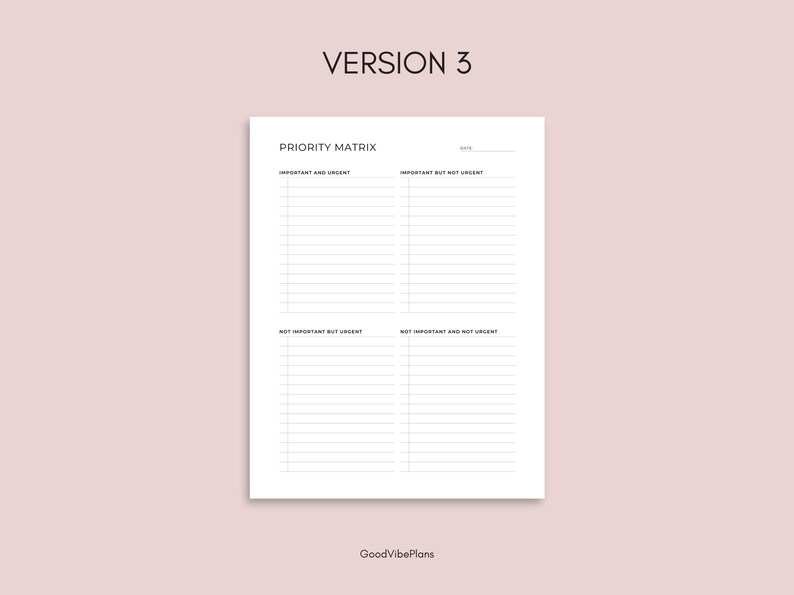 Performance Priority Paper.pdf Priority Matrix Printable | Eisenhower Matrix | A4 A5 Letter Half Size ...
